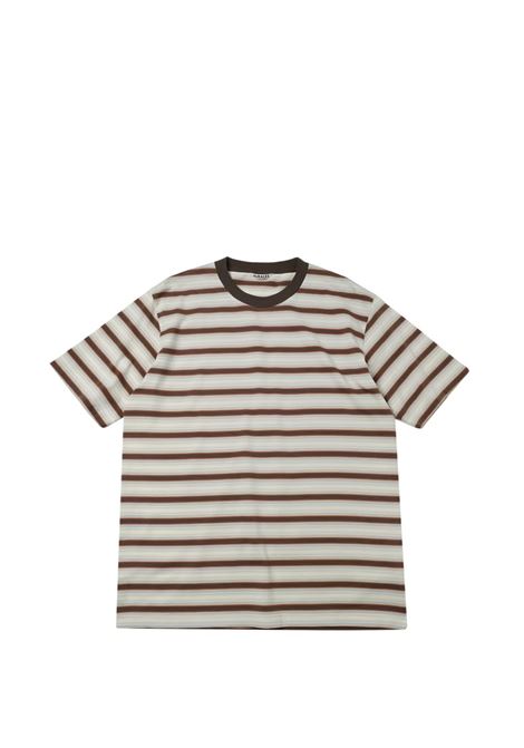 t-shirt man brown AURALEE | A26ST02GJFADE BROWN STRIPE